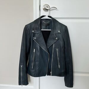 rag & bone Mack Leather Moto Jacket | Blue | Size Medium